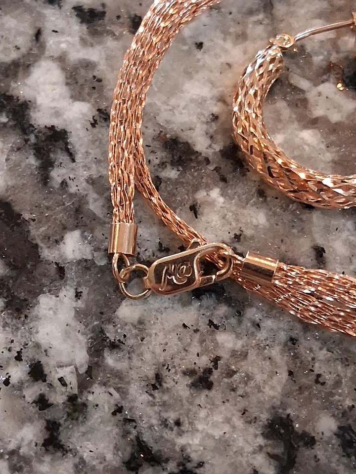 14k Rose Gold Necklace And Earings Set - Image 3 of 4