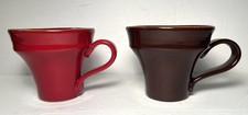 (2) Vietri Rosso Vecchio Ceramic Mugs - (1) Red & (1) Brown