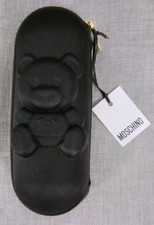 **** MOSCHINO BLACK COMPACT UMBRELLA IN SOFT EMBOSSED TEDDY DESIGN CASE ****