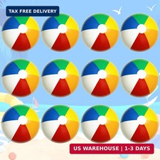 12 Pack 12" Beach Balls Bulk, Inflatable Swimming Pool Toys for Adults Kids Cl