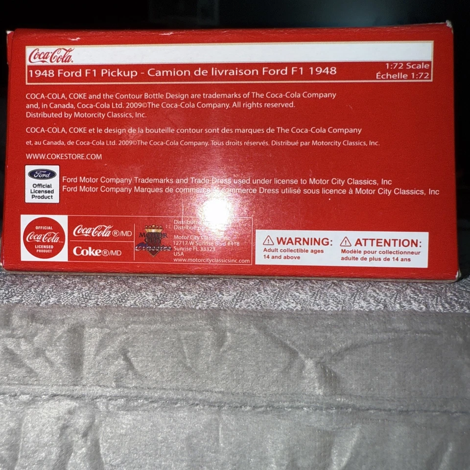 1948 Ford F1 Pickup Truck Diecast Model Car Coca-Cola Red, 1/72 Scale, B20 - Image 4 of 4