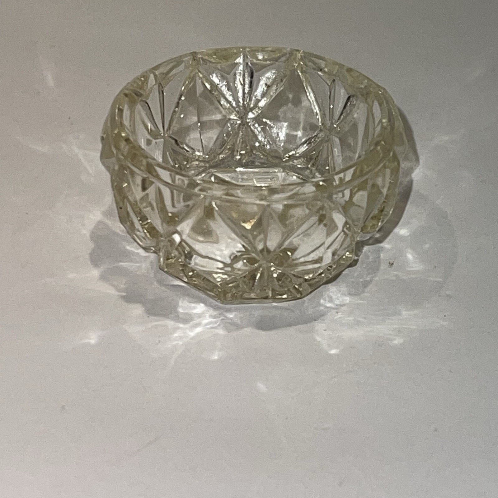 3 Mismatched Vintage Cut Crystal Glass Salt Cellars Dips Dishes Lot EUC