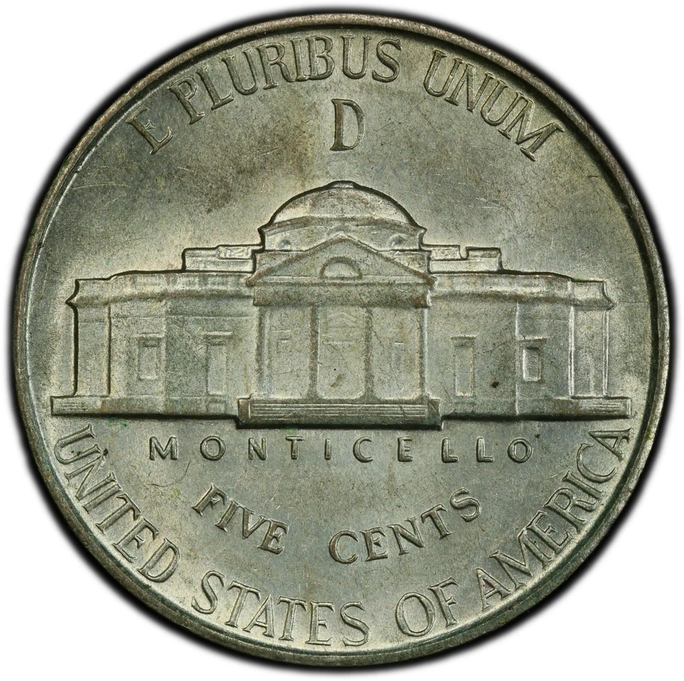 1944-D Jefferson Nickel PCGS AU58 Peeling Lamination Mint Error - Image 3 of 4