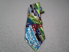 Vintage Nicole Miller Neck Tie Mens Multicolored Silk AOP Baseball Hand Sewn 90s