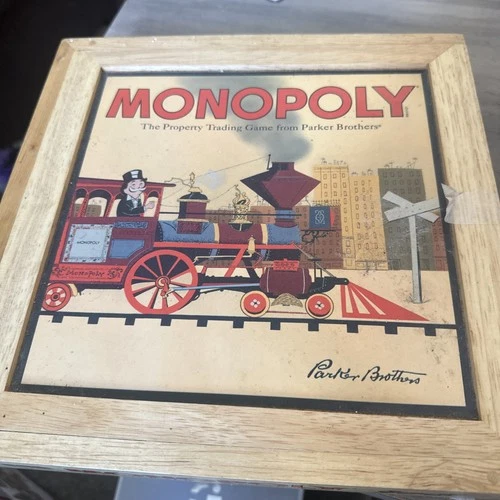 Vintage 2001 Parker Brothers Monopoly Train Wooden Box Edition HASBRO Complete!