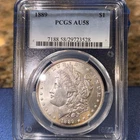 1889 Morgan Silver Dollar $1 PCGS AU58