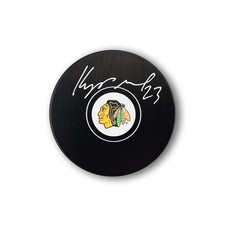 Philipp Kurashev Autographed Chicago Black Hawks Hockey Puck