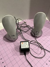 Vintage JBL Duet Computer Speakers Pair White Harman Kardon Tested Working
