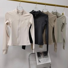 Women Quick Dry Sports Jacket Long Sleeve Running Gym Workout Fitness Coat Top