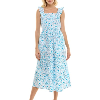 NWT! Draper James Ditsy Blue Floral Paisley Flutter Strap Midi Dress XL