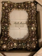 Belle Maison jeweled picture frame 2x3 photo mini enamel crystal jewels NEW