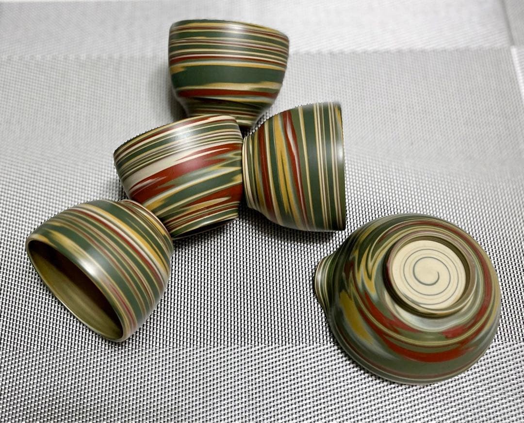Tokoname Ware Kneaded Tea Cup Camouflage Unused Gyokuro Matcha Bowl Collection