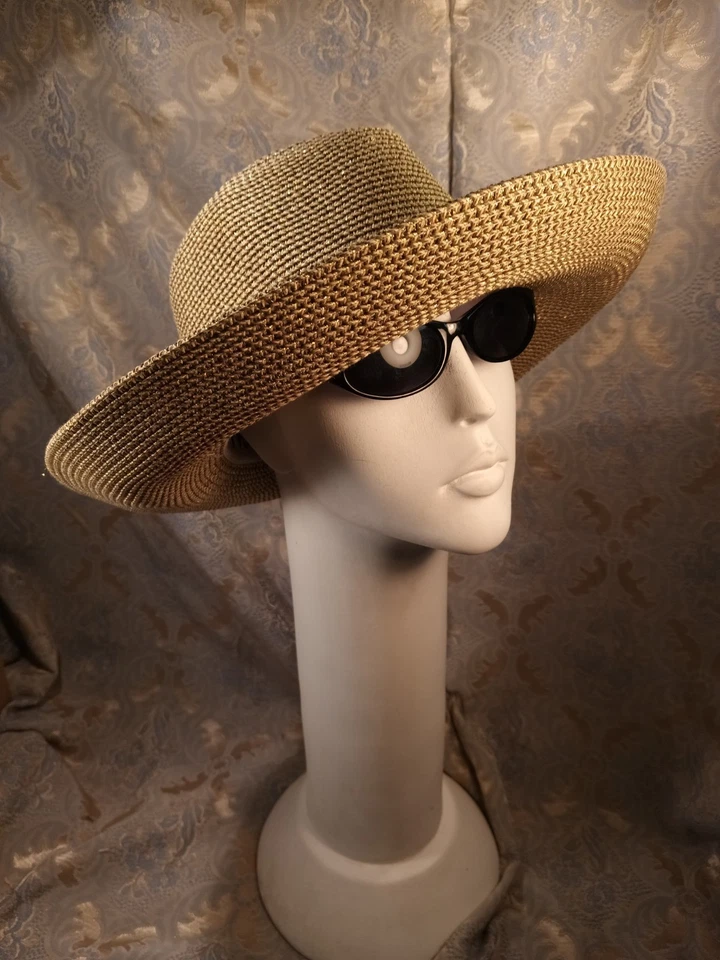 SOMBRERO VAQUERO FEDORA PANAMÁ SALMUERA ANCHA DORADO COLECCIÓN ESCALA MUJER Foto 3 de 4