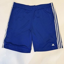 Adidas Soccer Training Shorts Mens XL Royal Blue Mesh 3 Stripe Athletic Sporty