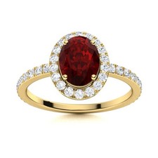 Garnet Gemstone 925 Sterling Silver Solitaire with Accents Ring Jewelry