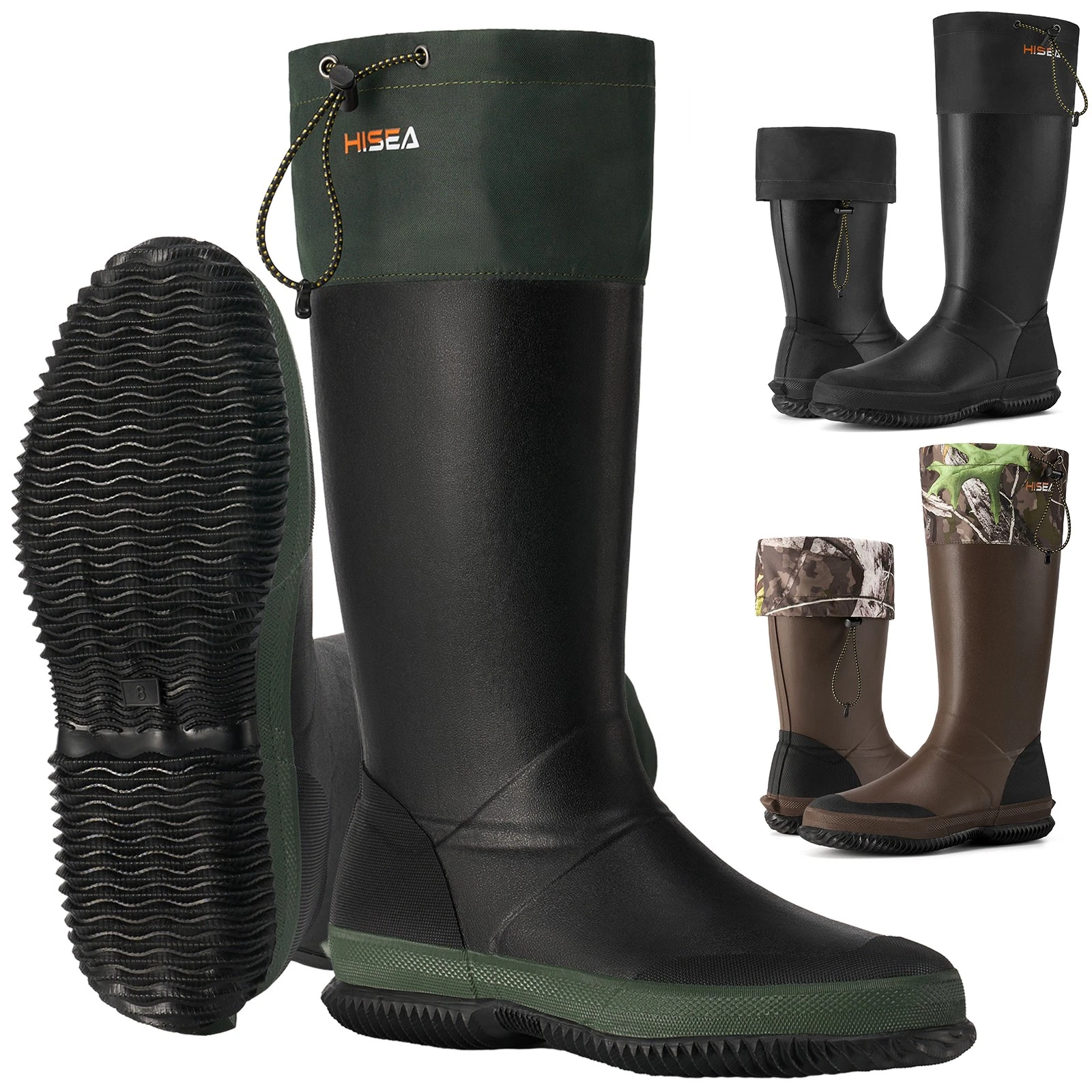 HISEA Men Rubber Rain Boots Gaiter Collar w/Drawstring Waterproof Tall Work Boot
Opens in a new wind