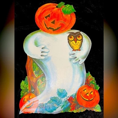 Vtg Halloween Ghost Jack O Lantern Owl Scary Haunted Spooky Creepy Monster Decor - Image 1 of 3