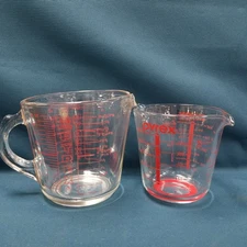 2 Glass Pyrex Measuring Cups; 4 Cups & 2 Cups 