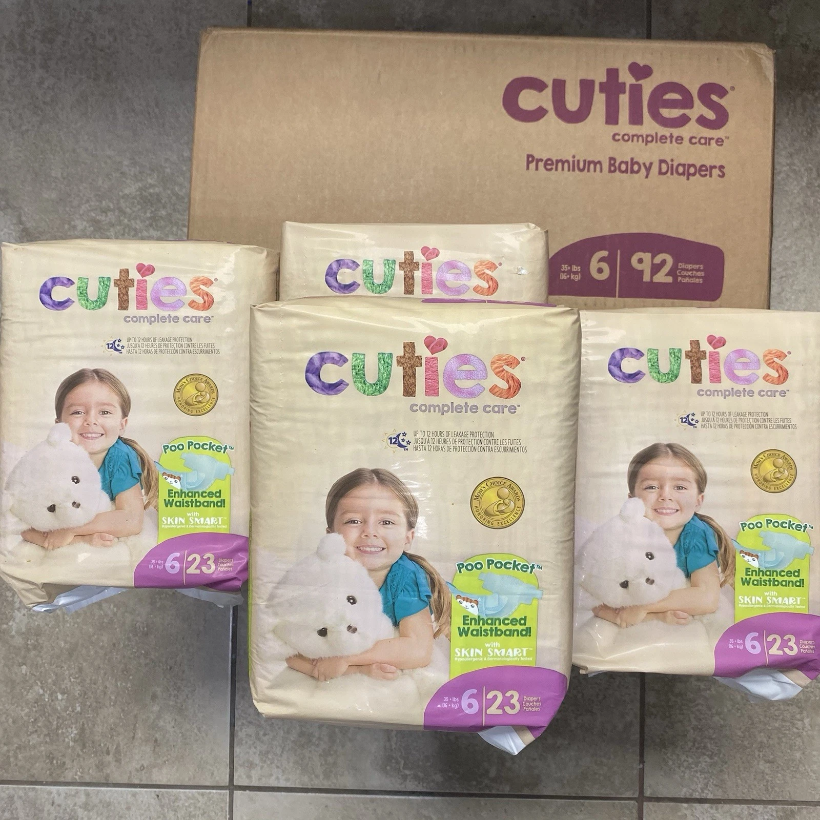 Cuties Diapers 92 Count Size 6 Unisex Baby Toddler