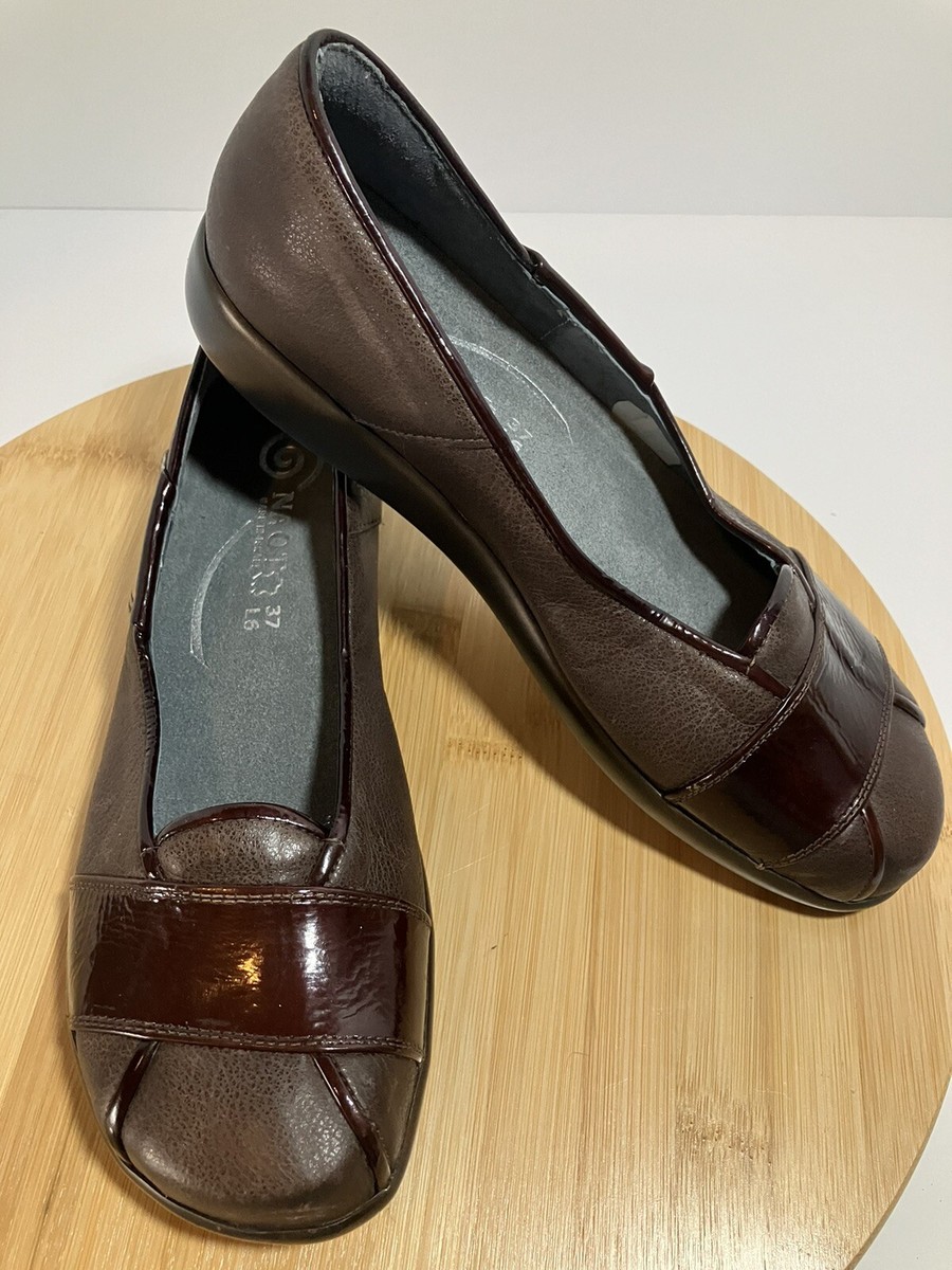 NAOT Womens SZ US EU 37 Burgundy WINE Brown Leather Slip On Ballet Flats  Shoes