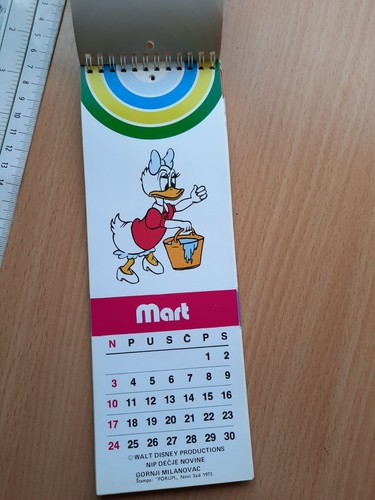 1974 WALT DISNEY CALENDAR MICKEY MINNIE MOUSE DONALD DUCK Jaq Gus YUGOSLAVIA - Picture 4 of 8