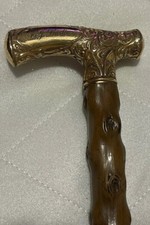 GOLD FILLED  ENGRAVED OPERA SHAPE VICTORIAN WALKING STICK /CANE