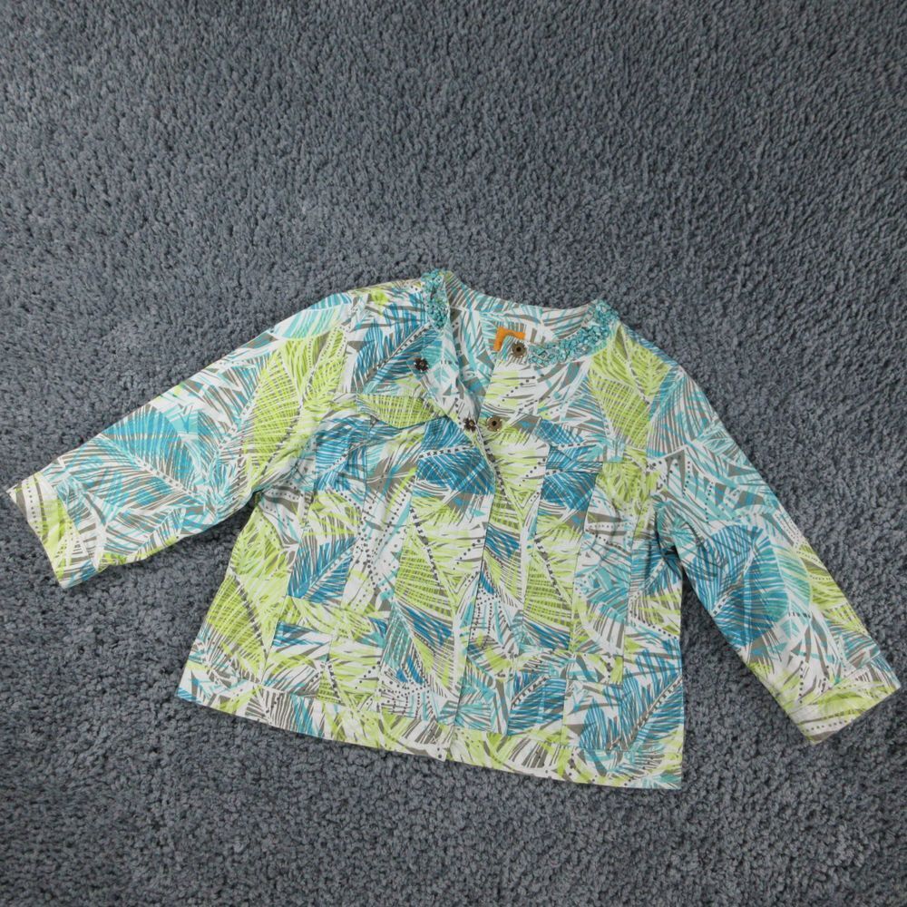 Ruby Road Jacket Womens 16W White Blue Green Flor… - image 2