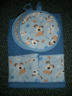 Dog kitchen towels and potholders