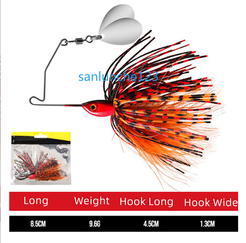 5PCS Spinnerbait Spoon Fishing Lure Buzzbait 8.5cm/9g Blade Skirted Bait Bass - Image 8