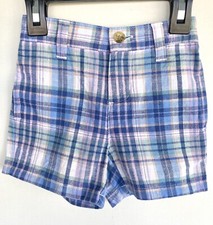Janie And Jack Blue Check Cotton Linen Shorts 6-12M NWT Retail 39 Price 29
