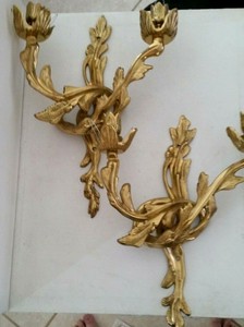 Large 14" Pair of VINTAGE~Solid Brass Flower Candle Holder ... Large 14" Pair of VINTAGE~Solid Brass Flower Candle Holder ... on Wall Sconces That Hold Flowers id=54836