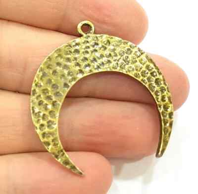 2 Pcs Crescent Charms Moon Charms Antique Bronze Charms (40x38mm) G9233