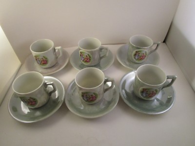 Vintage Made in Japan Set of 6 Demitasse Cups & Saucers Blue Lustre | eBay