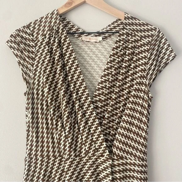 Abito avvolgente Tory Burch Kelsey misto seta asimmetrico S