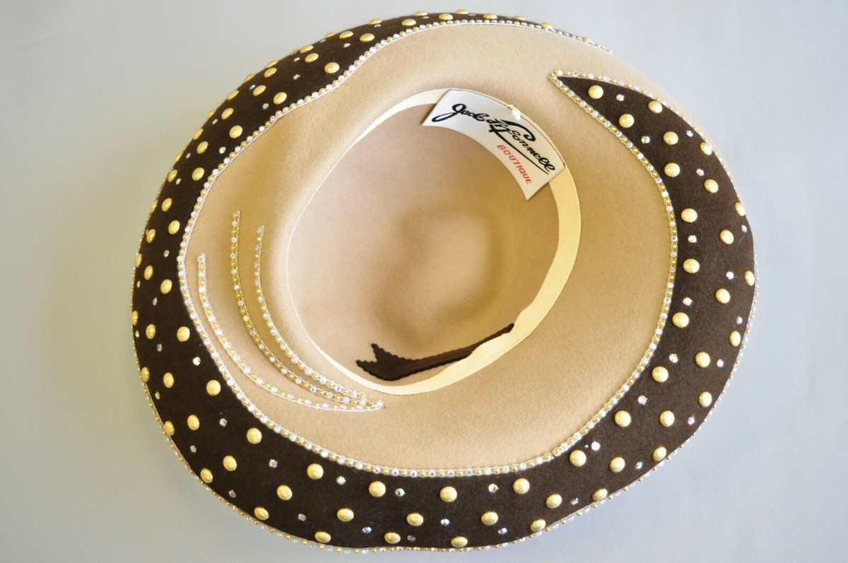 Vintage Jack McConnell Boutique Ivory Wide Brim Church Derby Wedding Hat Beaded Vintage Jack McConnell Boutique woven glossy ivory straw hat  main image 2