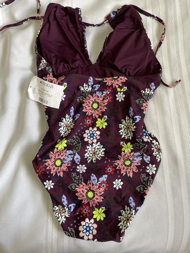Anne Cole In Full Bloom Shirred Front Keyhole High Neck One Piece Size 8 9P - Picture 2 of 4