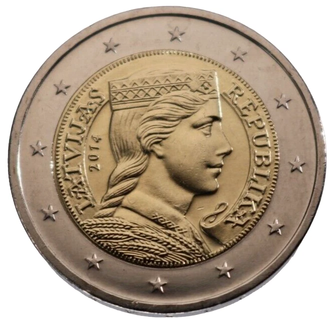 UNC Euro coin. 2 euro Latvia Latvija. 2014 - Image 2 of 3