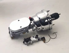 7" CHROME Dual Power Brake Booster + Flat Top Master Cylinder + Disc Disc Valve