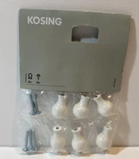 IKEA Kosing Small Knobs Drawer Handle Pulls White 6 Pack NOS