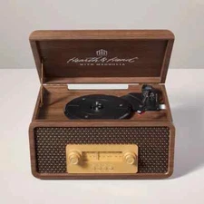 HEARTH & HAND WITH MAGNOLIAVintage Style 3-in-1 Vinyl Record Player Wood Grain 