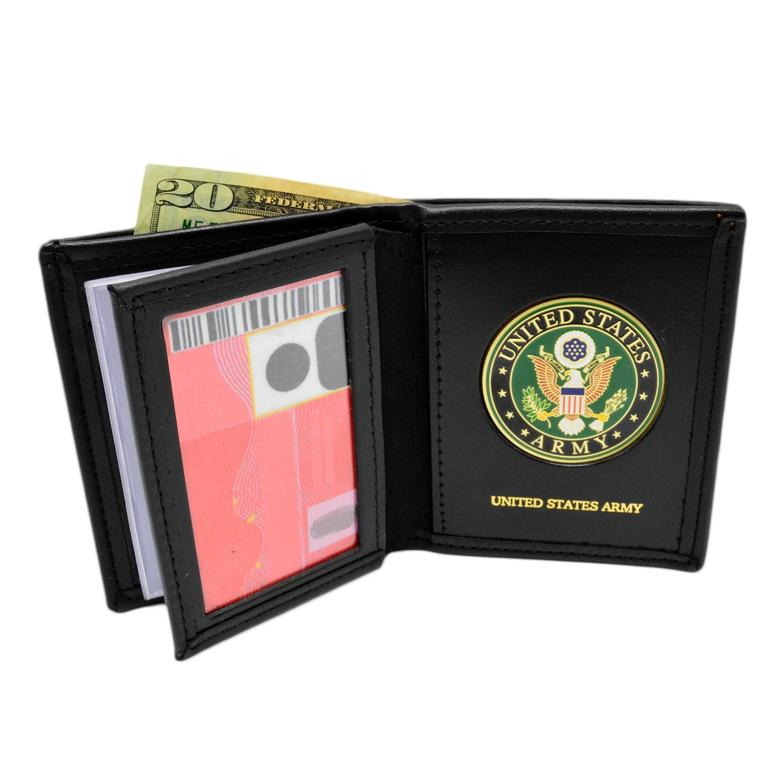 US Army Seal Medallion Bi-fold Wallet for Men in Black & Brown Military Style