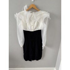 Michael Marcelle Little Black Dress Ruffle Sheer Top Party Cocktail S