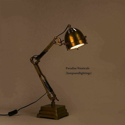 Gadar Antique Brass Table Lamp With Adjustlabe Shade Industrial