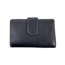 Genuine Leather Black Wallet With Snap Closure  Multiple Card Slots