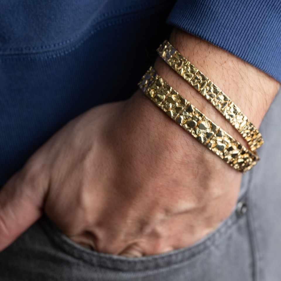 Gold Textured Nugget Bracelet S/L (Available in Yellow/Rose/White Gold