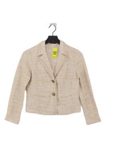 Sisley Women's Blazer Uk 8 Cream 100% Cotton Overcoat