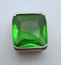 925 STERLING SILVER GREEN GLASS SLIDE PENDANT  18X16MM ~  8.5G