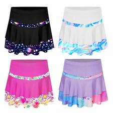 Kids Girls Built-in Shorts Athletic Skirt Figure Skating Dancewear Tennis Dance