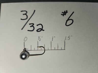 50 3/32oz Ball Head Jigs Bronze Mustad Hooks #6  #4  #2  #1 U Choose