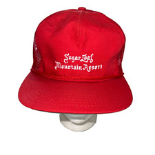 Sugar Loaf Mountain Resort Red Trucker Hat Cap with Cord  PlasticStrap w Buckle